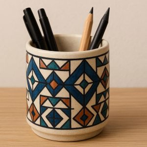 11 Ceramic Geometric Pattern Pen Pot