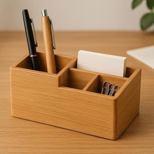 9 Bamboo Wooden Pen Holder Desk Organizer