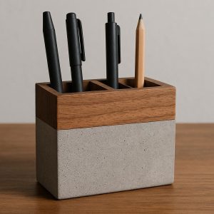 16 Concrete and Wood Modern Pen Holder